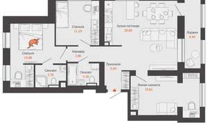 3-к квартира, вторичка, 87м2, 2/15 этаж