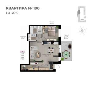 2-к квартира, строящийся дом, 77м2, 1/6 этаж