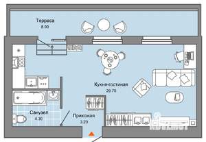 Студия квартира, вторичка, 42м2, 8/8 этаж