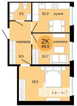 2-к квартира, вторичка, 50м2, 8/25 этаж