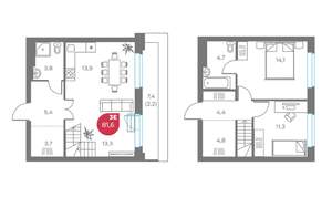 3-к квартира, вторичка, 82м2, 8/6 этаж