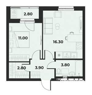 2-к квартира, вторичка, 39м2, 2/15 этаж