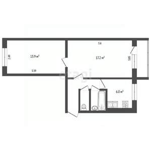 2-к квартира, вторичка, 44м2, 3/5 этаж