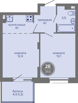 2-к квартира, вторичка, 38м2, 4/26 этаж