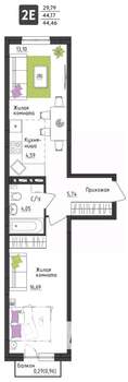 2-к квартира, вторичка, 44м2, 4/4 этаж