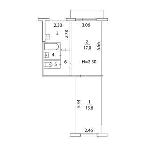 2-к квартира, вторичка, 44м2, 2/5 этаж