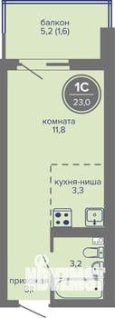 Студия квартира, вторичка, 23м2, 6/26 этаж