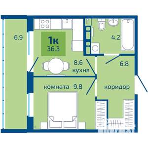 1-к квартира, вторичка, 36м2, 10/10 этаж