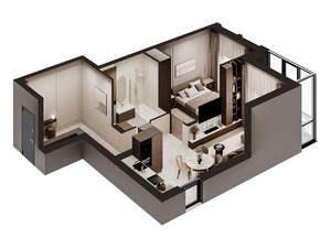 2-к квартира, строящийся дом, 65м2, 5/6 этаж