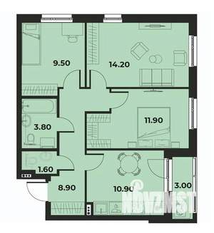 3-к квартира, вторичка, 62м2, 13/15 этаж