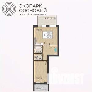 1-к квартира, вторичка, 48м2, 1/4 этаж