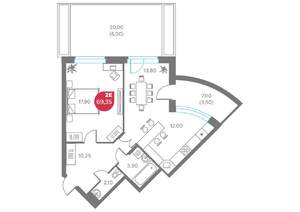 2-к квартира, вторичка, 69м2, 1/8 этаж