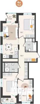 4-к квартира, вторичка, 77м2, 18/25 этаж