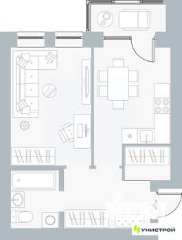 1-к квартира, вторичка, 40м2, 2/5 этаж