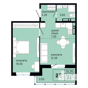 2-к квартира, вторичка, 48м2, 14/16 этаж