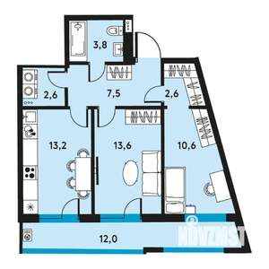 2-к квартира, вторичка, 60м2, 24/30 этаж