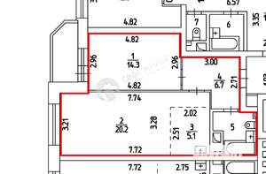 1-к квартира, вторичка, 51м2, 5/18 этаж