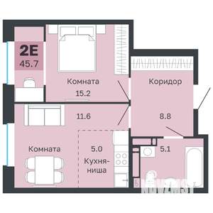 2-к квартира, вторичка, 46м2, 13/18 этаж