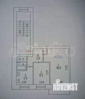 2-к квартира, вторичка, 41м2, 5/5 этаж