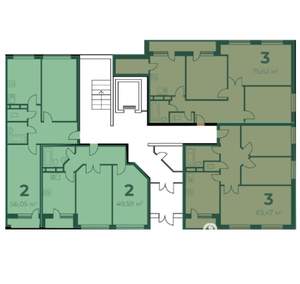 2-к квартира, строящийся дом, 48м2, 1/7 этаж