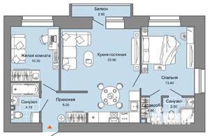 2-к квартира, вторичка, 62м2, 6/8 этаж