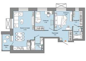 2-к квартира, вторичка, 71м2, 5/15 этаж