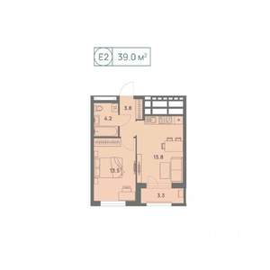 2-к квартира, вторичка, 39м2, 15/25 этаж