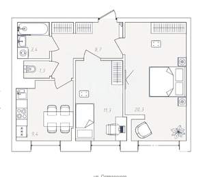 2-к квартира, вторичка, 54м2, 4/11 этаж