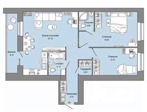 2-к квартира, вторичка, 81м2, 8/8 этаж