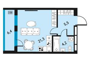 1-к квартира, вторичка, 34м2, 18/30 этаж