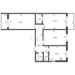 3-к квартира, вторичка, 66м2, 4/9 этаж