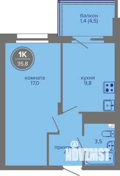 1-к квартира, вторичка, 36м2, 18/26 этаж