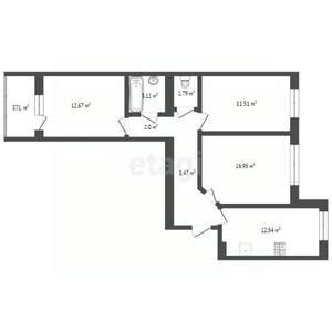 3-к квартира, вторичка, 73м2, 7/16 этаж
