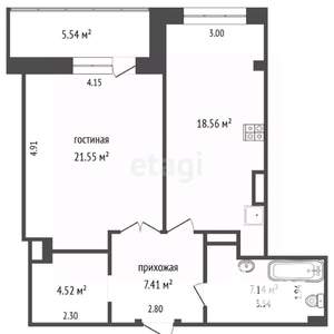 1-к квартира, вторичка, 59м2, 9/20 этаж