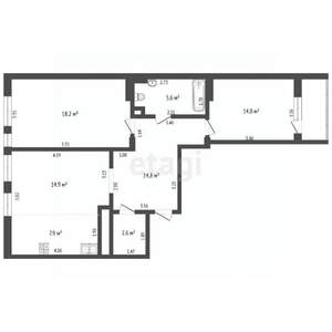 3-к квартира, сданный дом, 78м2, 4/19 этаж