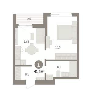 1-к квартира, вторичка, 41м2, 8/16 этаж