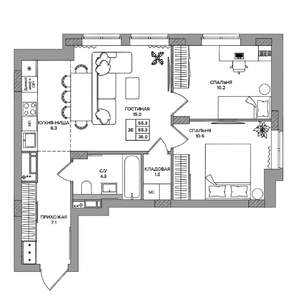 3-к квартира, вторичка, 55м2, 5/9 этаж