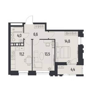 2-к квартира, вторичка, 52м2, 5/12 этаж