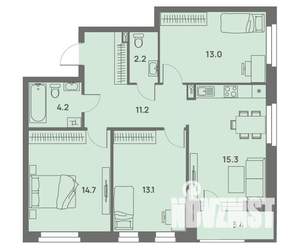 4-к квартира, вторичка, 75м2, 12/25 этаж