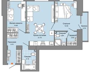 2-к квартира, вторичка, 65м2, 7/8 этаж