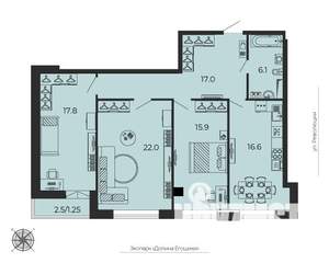 3-к квартира, сданный дом, 97м2, 8/25 этаж