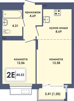 2-к квартира, вторичка, 45м2, 1/10 этаж