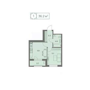 1-к квартира, вторичка, 36м2, 7/25 этаж