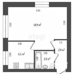 1-к квартира, вторичка, 32м2, 1/5 этаж