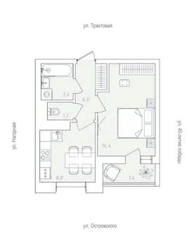1-к квартира, вторичка, 36м2, 4/11 этаж