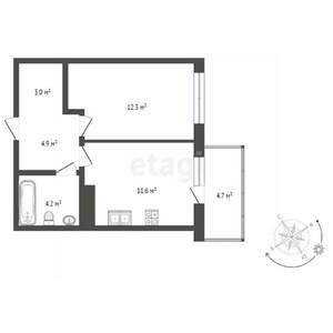 1-к квартира, вторичка, 37м2, 10/18 этаж