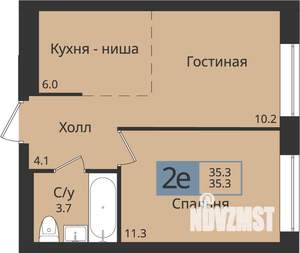 2-к квартира, вторичка, 35м2, 1/4 этаж