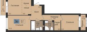 3-к квартира, вторичка, 58м2, 2/4 этаж