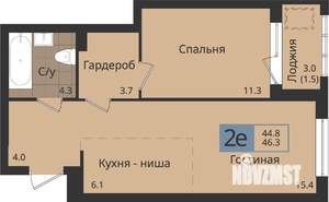 2-к квартира, вторичка, 46м2, 2/4 этаж