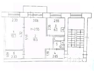 2-к квартира, вторичка, 44м2, 5/5 этаж